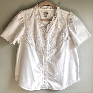 J. Crew lacy bib blouse